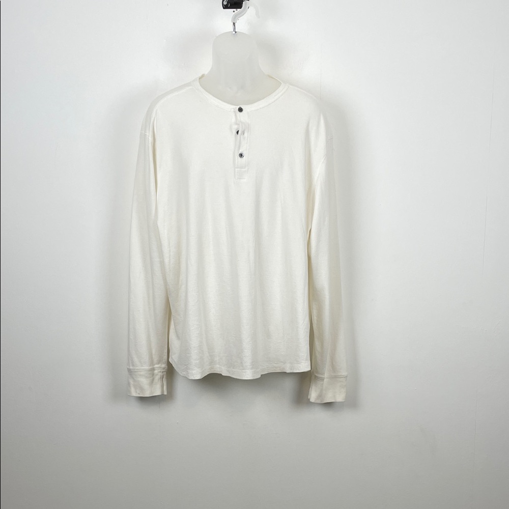 Apt. 9 Actors Favorite Classic White Ribbed Pullover Men's 2XL Henley Shirt